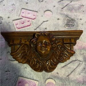 Vintage Wooden Cherub Wall Shelf